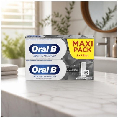 Oral-B 3D White Advanced Luxe Charbon Dentifrice 2 x 75 ml