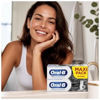 Oral-B 3D White Advanced Luxe Charbon Dentifrice 2 x 75 ml