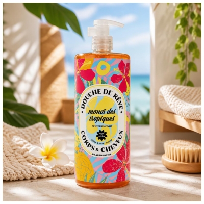 Authentine Douche de Rêve Monoï Des Tropiques Corps Cheveux 1000 ml