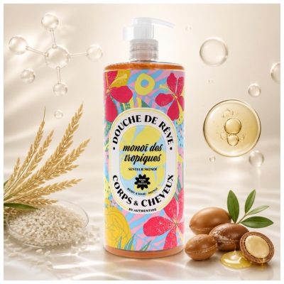 Authentine Douche de Rêve Monoï Des Tropiques Corps Cheveux 1000 ml