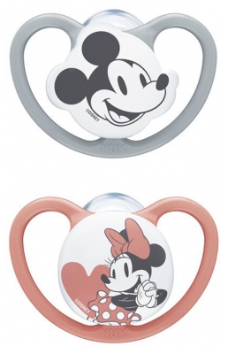 NUK Space Disney Baby 2 Sucettes 6-18 Mois - Modèle : Mickey/Minnie