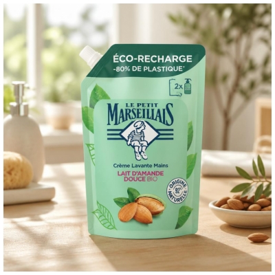 Le Petit Marseillais Crème Lavante Mains au Lait d'Amande Douce Toutes Peaux Recharge 250 ml