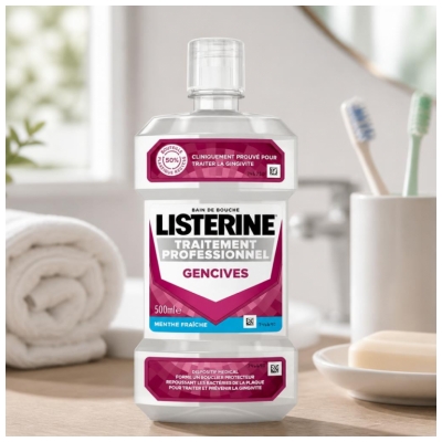 Listerine Bain de Bouche Traitement Professionnel Gencives Goût Menthe Fraîche 500 ml