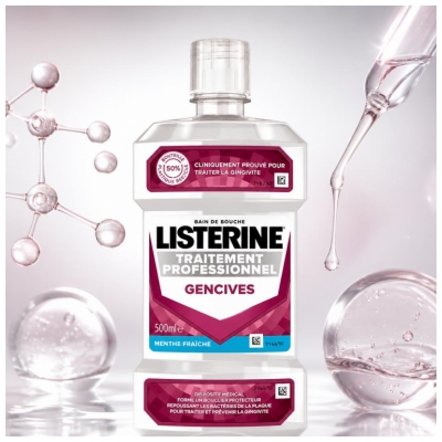 Listerine Bain de Bouche Traitement Professionnel Gencives Goût Menthe Fraîche 500 ml