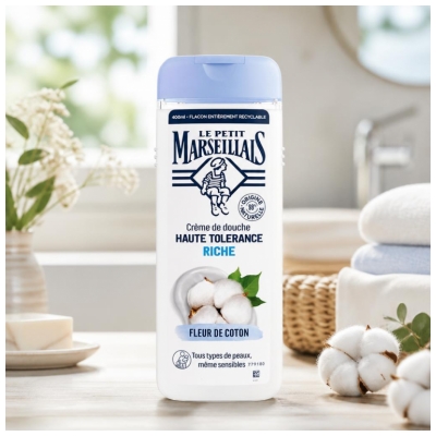 Le Petit Marseillais Crème de Douche Fleur de Coton Haute Tolérance Riche 400 ml