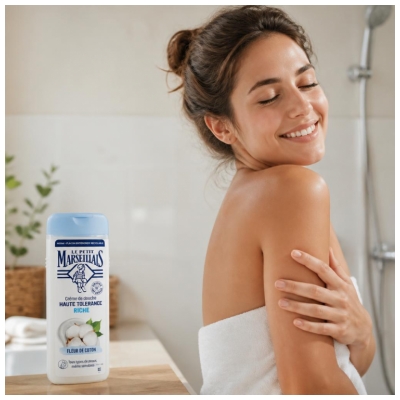 Le Petit Marseillais Crème de Douche Fleur de Coton Haute Tolérance Riche 400 ml