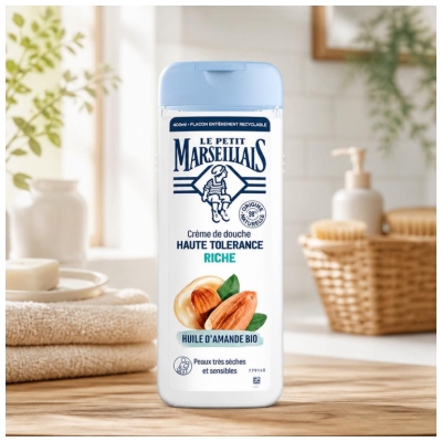 Le Petit Marseillais Crème de Douche Huile d'Amande Bio Haute Tolérance Riche 400 ml