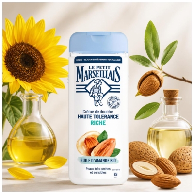 Le Petit Marseillais Crème de Douche Huile d'Amande Bio Haute Tolérance Riche 400 ml