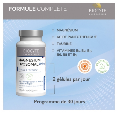 Biocyte Magnésium Liposomal 300 mg - Stress & Fatigue - 60 Gélules