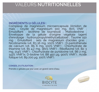 Biocyte Magnésium Liposomal 300 mg - Stress & Fatigue - 60 Gélules