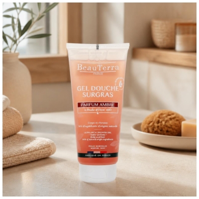 BeauTerra Gel Douche Surgras 2en1 Parfum Ambre 200 ml