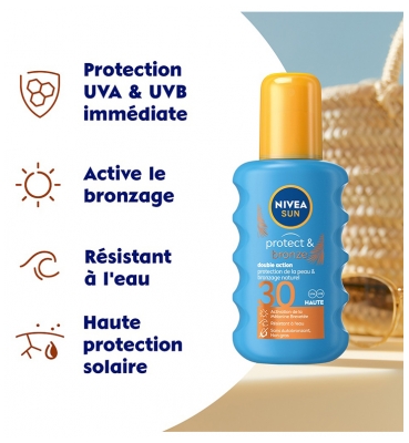 Nivea Sun Protect & Bronze Activateur de Bronzage Spray Solaire SPF30 200 ml