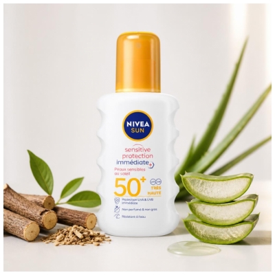Nivea Sun Sensitive Protection SPF50+ Spray Solaire Peaux Sensibles 200 ml