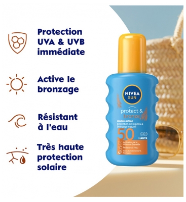 Nivea Sun Protect & Bronze Activateur de Bronzage Spray Solaire SPF50 200 ml
