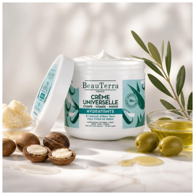 BeauTerra Crème Universelle Hydratante à l'Aloe Vera 400 ml