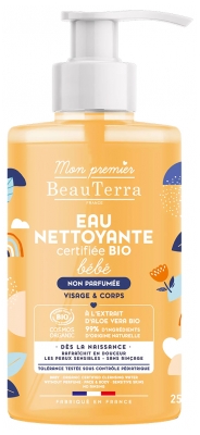 BeauTerra Eau Nettoyante Bébé Sans Parfum Visage et Corps Bio 750ml