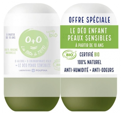 Poupina Déo Enfant dès 10 ans Peaux Sensibles Bio 2 x 50 ml