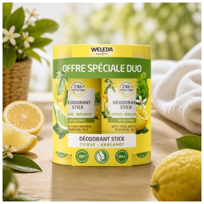 Weleda Déodorant Citrus Bergamote Stick Lot de 2 x 50 g