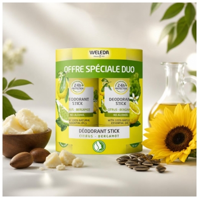 Weleda Déodorant Citrus Bergamote Stick Lot de 2 x 50 g