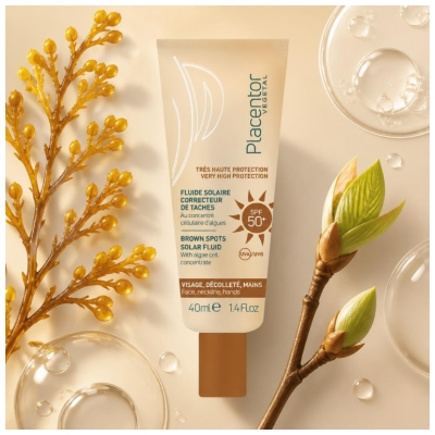 Placentor Végétal Fluide Solaire Correcteur de Taches Très Haute Protection SPF50+ 40 ml