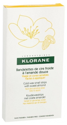 Klorane Dépilatoiresépilatoire - Bandelettes de Cire Froide à l'Amande Douce - Visage et Zones Sensibles