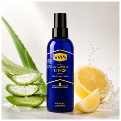 Waam Eau Florale de Citron Bio à l'Eau d'Aloe Vera 200 ml