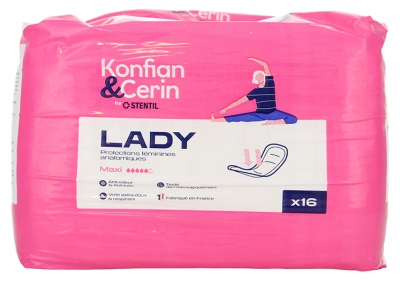 Stentil Konfian & Cerin Lady Maxi Protections Féminines Anatomiques 16 Unités