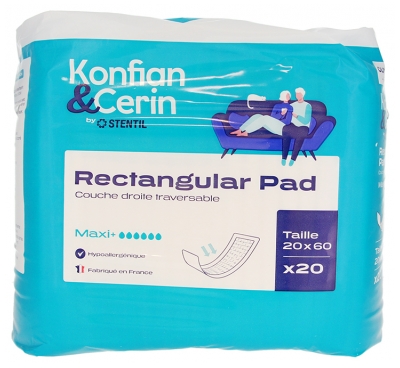 Stentil Konfian & Cerin Rectangular Pad Couche Droite Traversable 20 x 60 cm 20 Unités