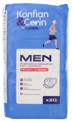 Stentil Konfian & Cerin Men Niveau 3 Protections Masculines Discrètes 20 Unités