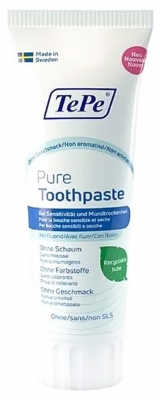 TePe Pure Dentifrice Bouche Sensible et Sèche Non Aromatisé 75 ml