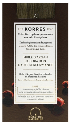 Korres Coloration Permanente Huile d'Argan - Coloration : 7.1 Blond Cendré