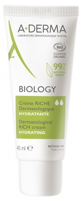 A-Derma Biology Crème Riche Dermatologique Hydratante Bio 40 ml