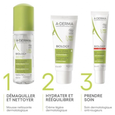 A-Derma Biology Mousse Nettoyante Dermatologique Hydra-Protectrice 150 ml