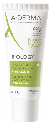 A-Derma Biology Crème Légère Dermatologique Hydratante Bio 40 ml