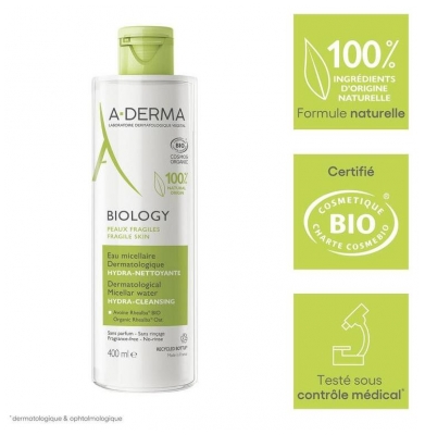 A-Derma Biology Eau Micellaire Dermatologique Hydra-Nettoyante 400 ml