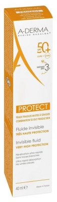 A-Derma Protect - Fluide Solaire Visage Invisible Spf50+ 40 ml