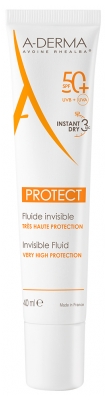 A-Derma Protect - Fluide Solaire Visage Invisible Spf50+ 40 ml