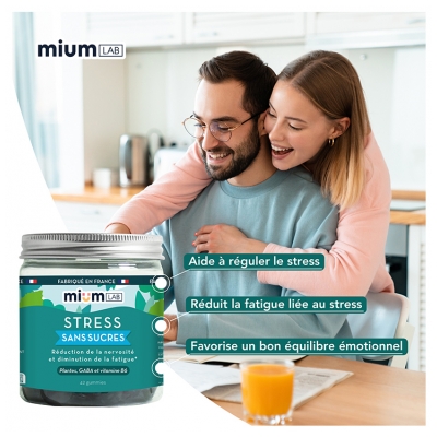 Mium Lab Stress Sans Sucres Plantes Gaba et Vitamine 42 Gummies