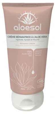 Aloesol Créme Réparatrice à l'Aloe Vera Visage, Corps et Mains Bio 150 ml
