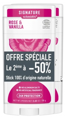 Schmidt's Déodorant Stick Rose & Vanille Lot de 2