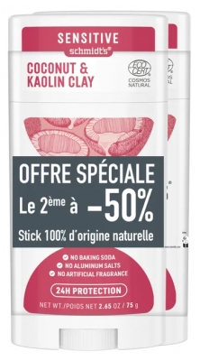 Schmidt's Déodorant Noix de Coco & Argile Lot de 2
