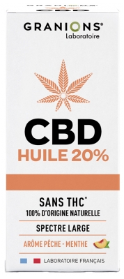 Granions Huile CBD 20% Pêche & Menthe Sans THC 10 ml