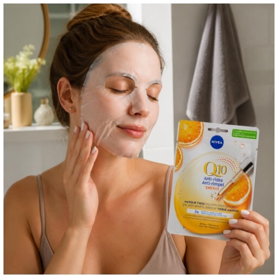 Nivea Q10 Anti-Rides Energy Masque Tissu Visage Peau Éclatante 1 Masque