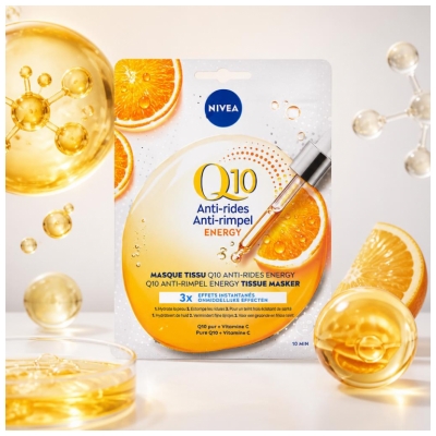 Nivea Q10 Anti-Rides Energy Masque Tissu Visage Peau Éclatante 1 Masque