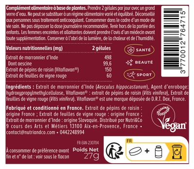 Nutri&Co Jambes Légères et Retour Veineux 60 Gélules