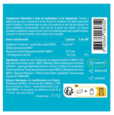 Nutri&Co Probiotiques Stress et Microbiote 60 Gélules