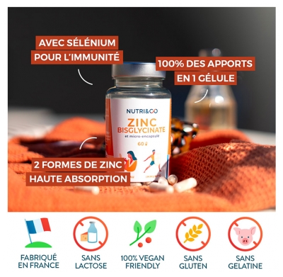 Nutri&Co Zinc Bisglycinate Peau et Immunité 60 Gélules