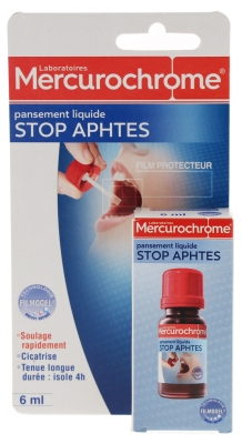 Mercurochrome Pansement Liquide Stop Aphtes 4 Heures 6 ml