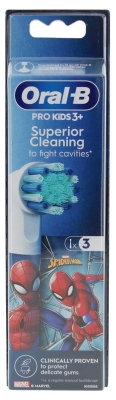 Oral-B Pro Kids 3+ Brossettes de Rechange 3 Unités - Modèle : Spiderman