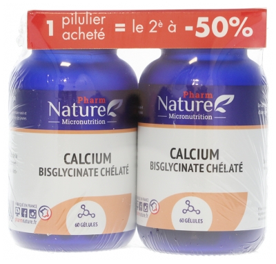 Pharm Nature Micronutrition Calcium Bisglycinate Chélaté Lot de 2 x 60 Gélules